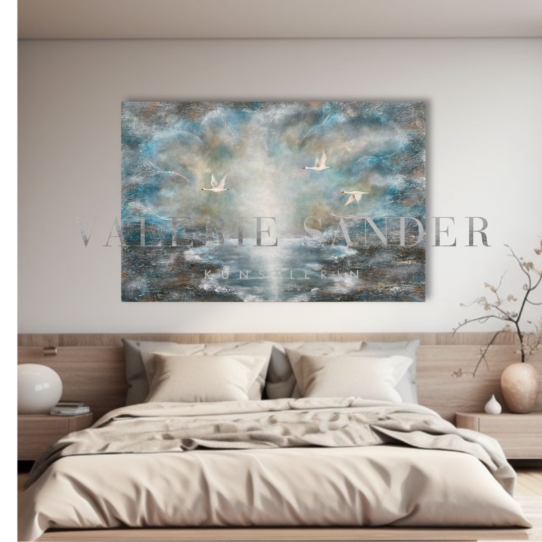 Die Schwanenreise - Leinwanddruck  1,20 m x 80 cm