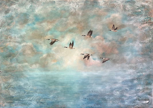 Flug der Wildgänse - Fineart Druck auf Künstlerpapier